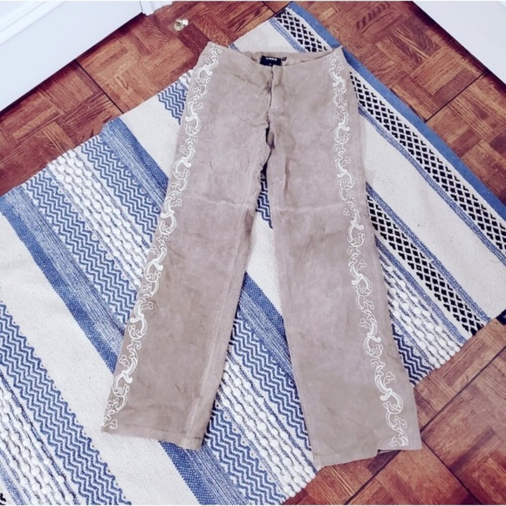 CABO True Vintage 80s Low Rise Western Bootcut Tan Suede Pants (Size 02 Approx) - Picture 6 of 9